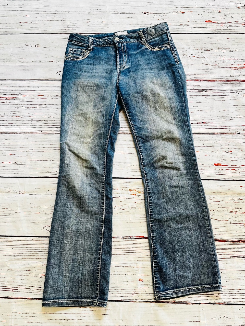 Girls Blue boot cut Jeans with Faded Detail! Size 16
